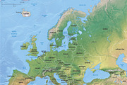 8 vector continent maps with relief, a Graphic by One Stop Map (Thumbnail 3 of 7)