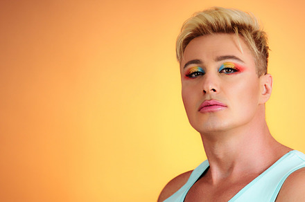 Beauty Fashion man guy with Bright Makeup, lgbtq