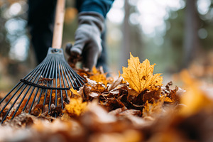 Close up on man raking autumn, a Nature Photo by MistyDay