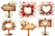 Valentine Wooden Signs Clipart, an Illustration by Designworld (Thumbnail 2 of 5)