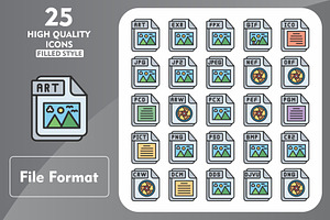 File Format Line Filled Icons, an Icon by Pexelpy