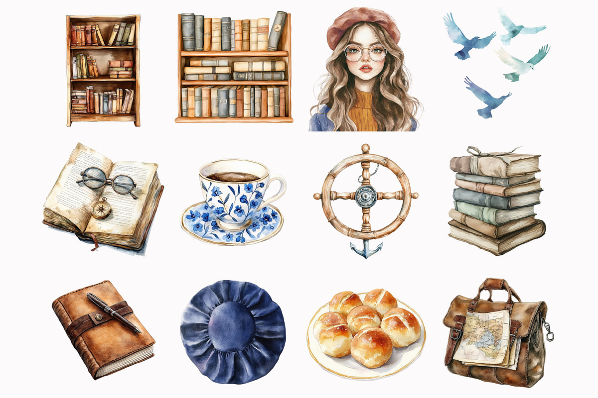 Watercolor Lighthouse Keeper Clipart, an Illustration by Design Market (Photo 3 of 4)