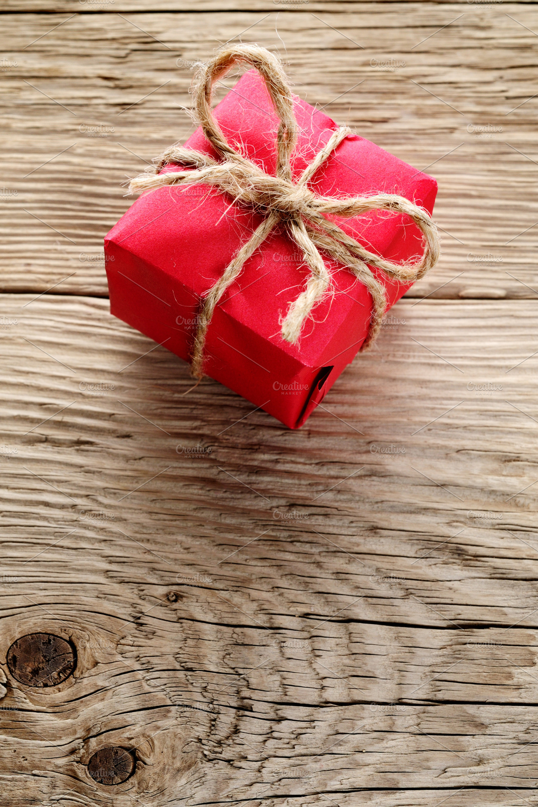 Gift Box Wrapped In Red Paper