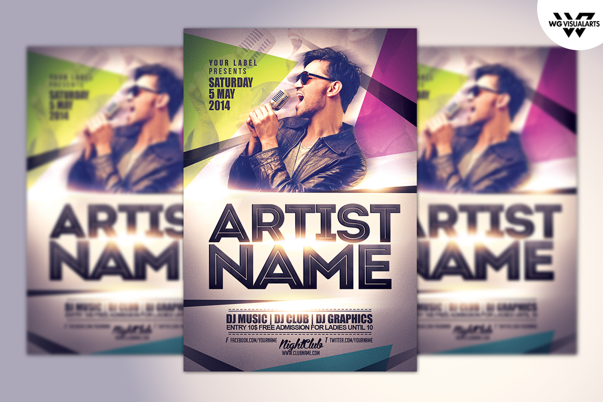 ARTIST & DEEJAY Flyer Template, a Flyer Template by WG DESIGN (Photo 1 of 4)