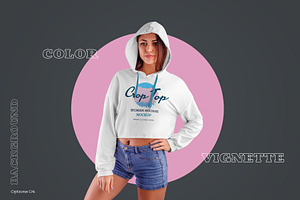 8 Women Crop Top Hoodie Mockups