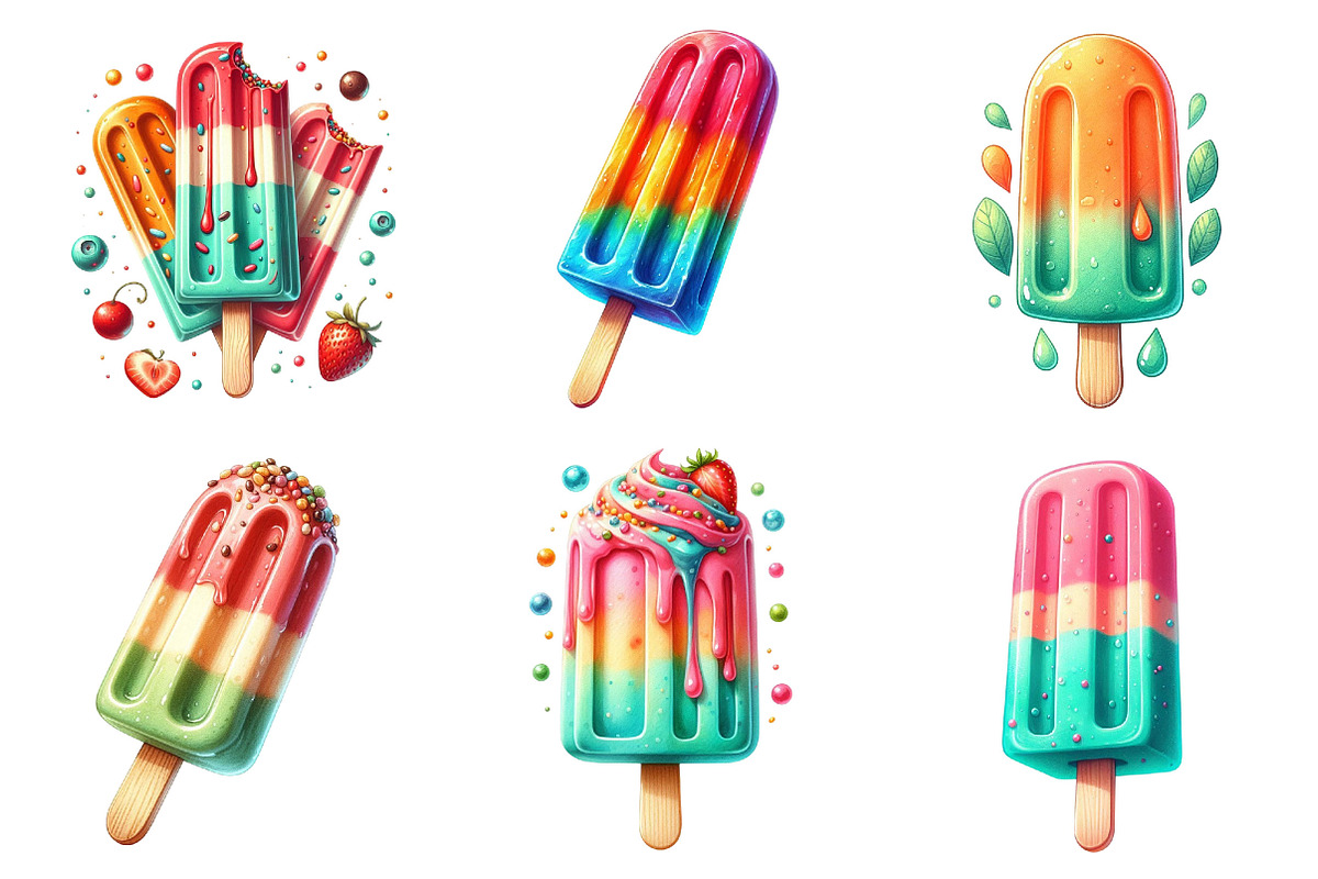 Summer Popsicle Ice Cream Clipart., a Graphic by CitraGraphics (Photo 2 of 3)