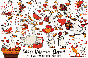 Goose Valentine Clipart, an Illustration by OK Design