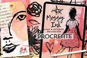 Messy Ink Brushes for Procreate, a Brush Add-On by Studio Kitsch (Thumbnail 1 of 5)