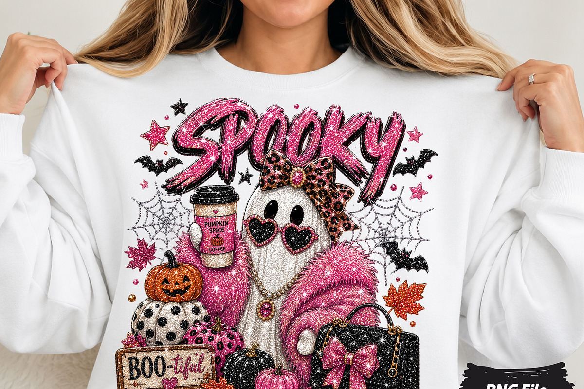 Pink Spooky Ghost Glitter Halloween, an Object Illustration by DreamCafeArt (Photo 1 of 6)