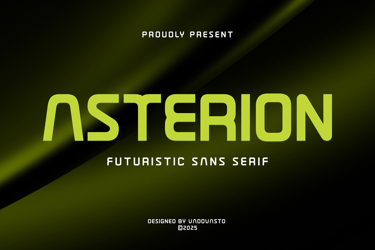 Asterion Futuristic Sans Serif Font, a Sans Serif Font by Vadovastd (Photo 1 of 7)