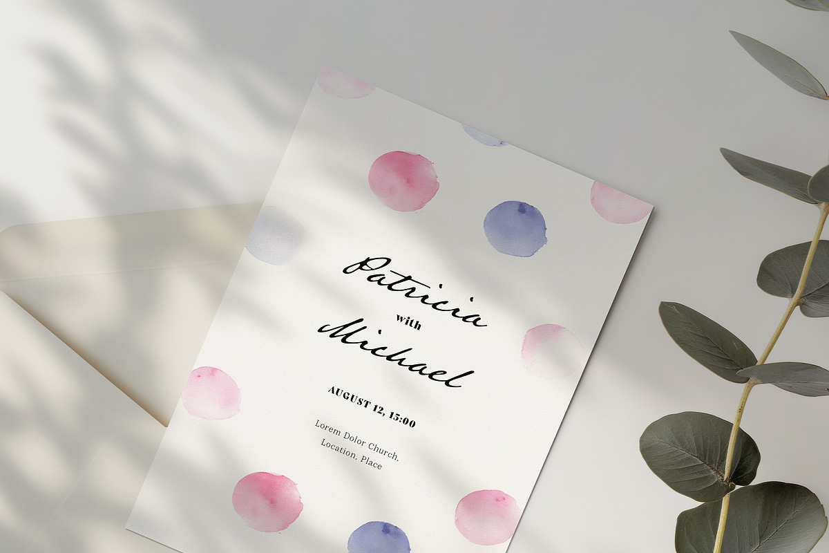 Watercolor Wedding Invitation Card, an Invitation Template by Filip Studio (Photo 2 of 2)