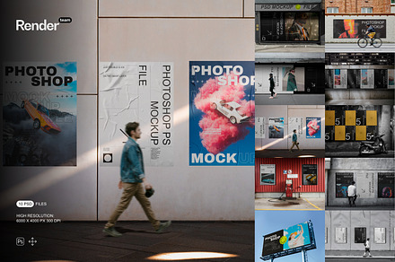 Posters and Billboard Mockup Set, an Advertising Mockup by Renderteam