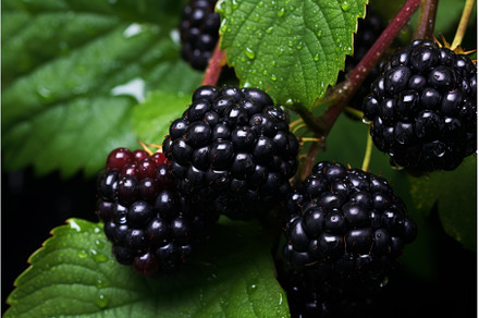 Ripe blackberries. Generate Ai, a Food & Drink Photo by Ylivdesign