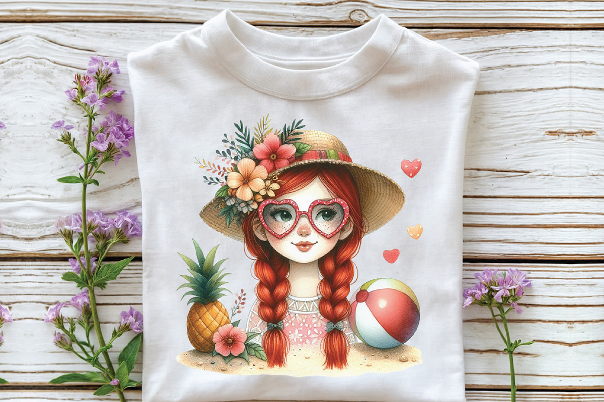 Watercolor Summer Gnome Clipart, an Illustration by CraftArtStudio (Photo 3 of 6)