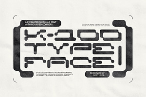 K-100 Font a Pixelated Modular Font, a Sans Serif Font by softulka