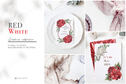 Red Burgundy & White Floral Clipart, an Illustration by May • SHO (Thumbnail 2 of 13)