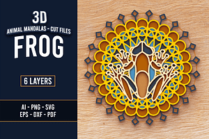 Frog 3D Mandala - SVG laser cut file