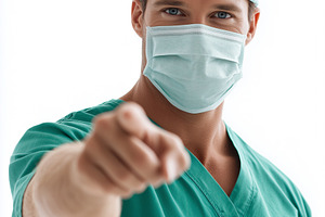 Confident male surgeon in scrubs, a Health & Medical Photo by MistyDay