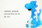 Watercolor Dinosaurs Clipart, an Illustration by Paulaparaula (Thumbnail 3 of 4)