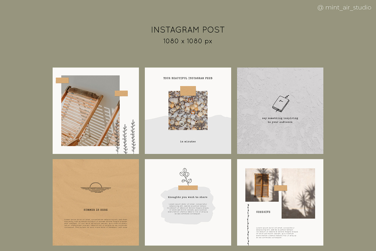 Instagram Post & Stories. Summer, a Social Media Template by Mint Air Studio (Photo 2 of 10)
