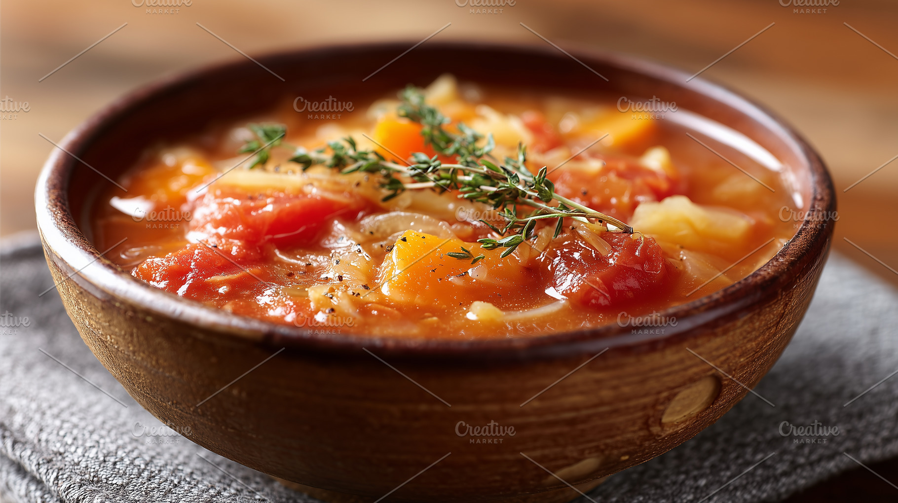 Hearty homemade vegetable soup with, a Food & Drink Photo by MistyDay