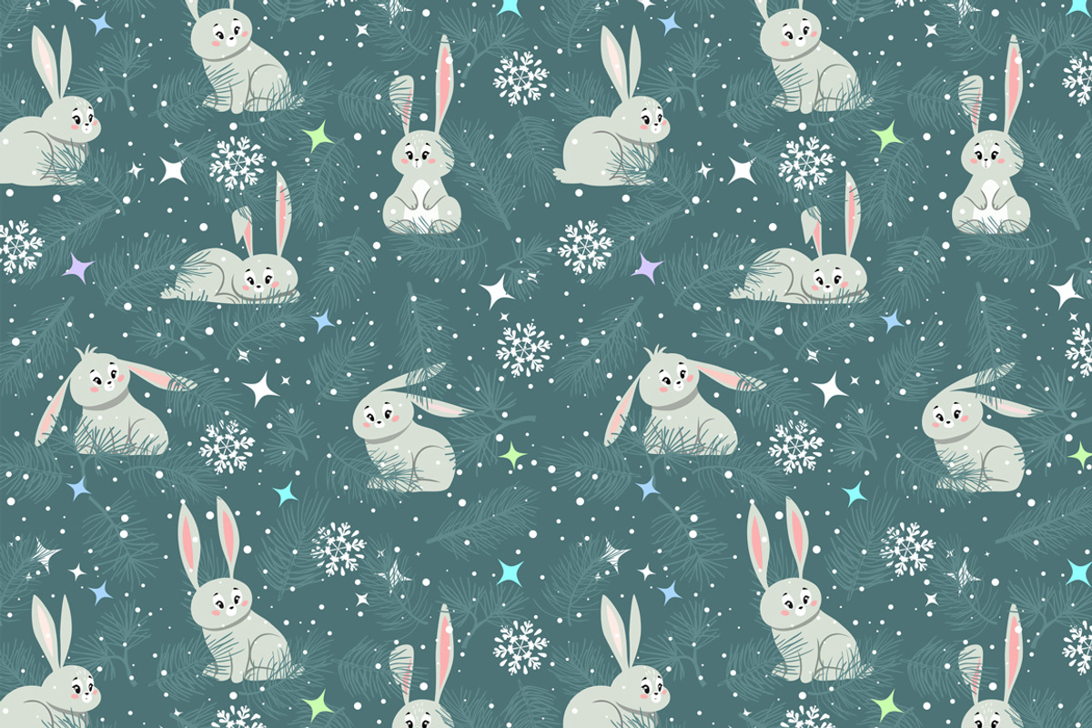 Winter seamless pattern, an Animal Illustration by JulianArt (Photo 2 of 7)