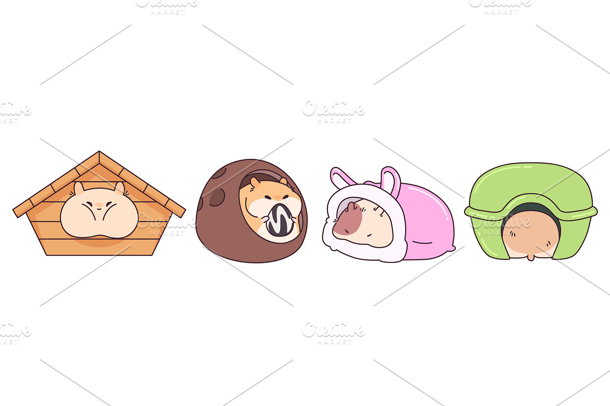 Kawaii hamster characters in cute, an Animal Illustration by art PVP - market