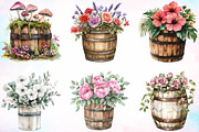 Watercolor Floral Barrel Clipart PNG, an Illustration by Canvas Craft (Thumbnail 4 of 4)