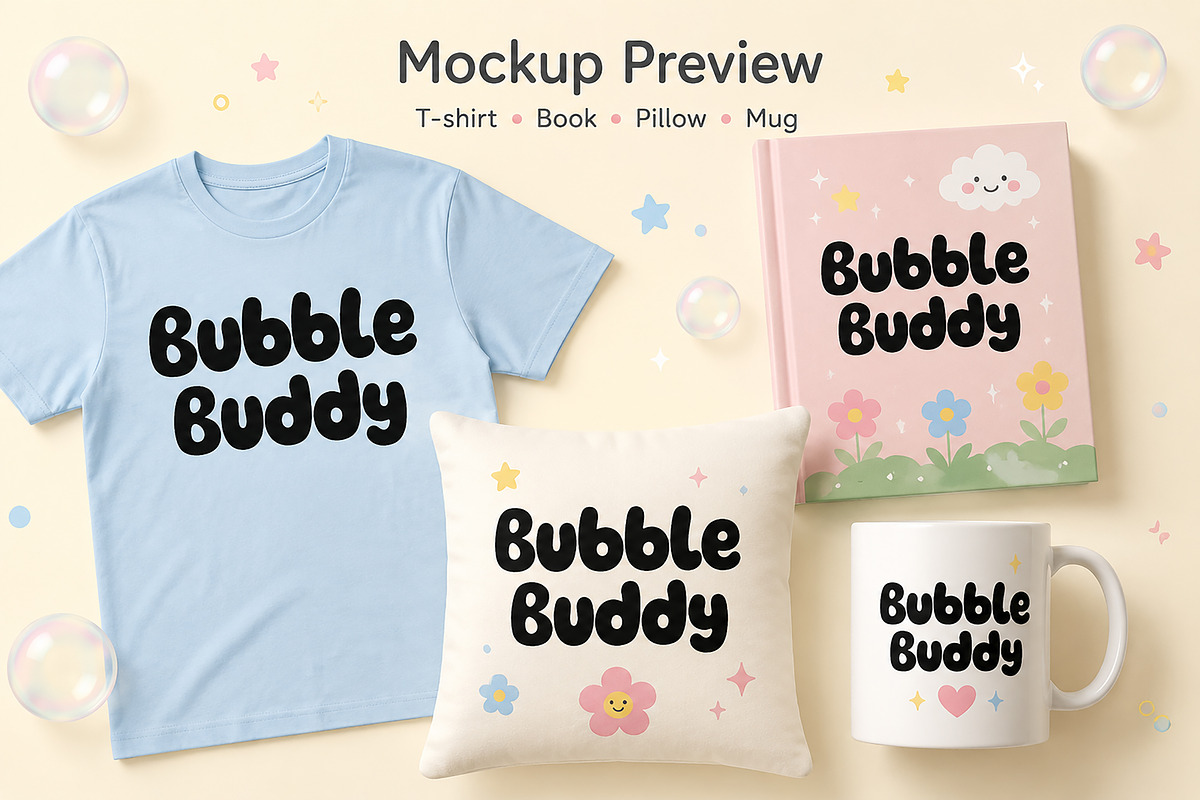 Bubble Buddy – Chunky Display Font, a Script Font by Wow Magic (Photo 2 of 4)