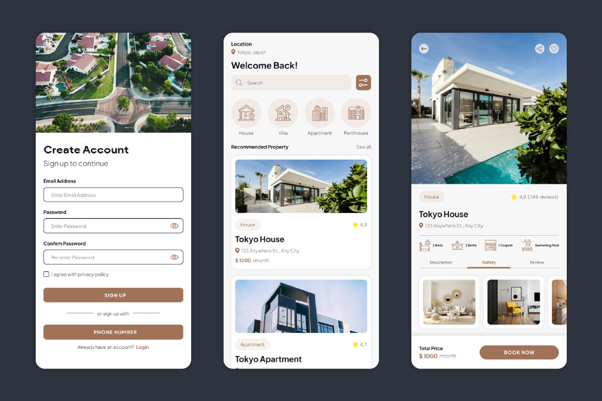Houser - Real Estate Mobile App UI, an UI Kit Template by Kmg Design (Photo 3 of 3)