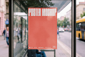 Glass Shelter Poster Mockup, an Advertising Mockup by Design Squad