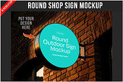 Round Shop Sign Mockup Rustic Wa PSD, a Product Mockup by Bruno's Shop (Thumbnail 1 of 4)