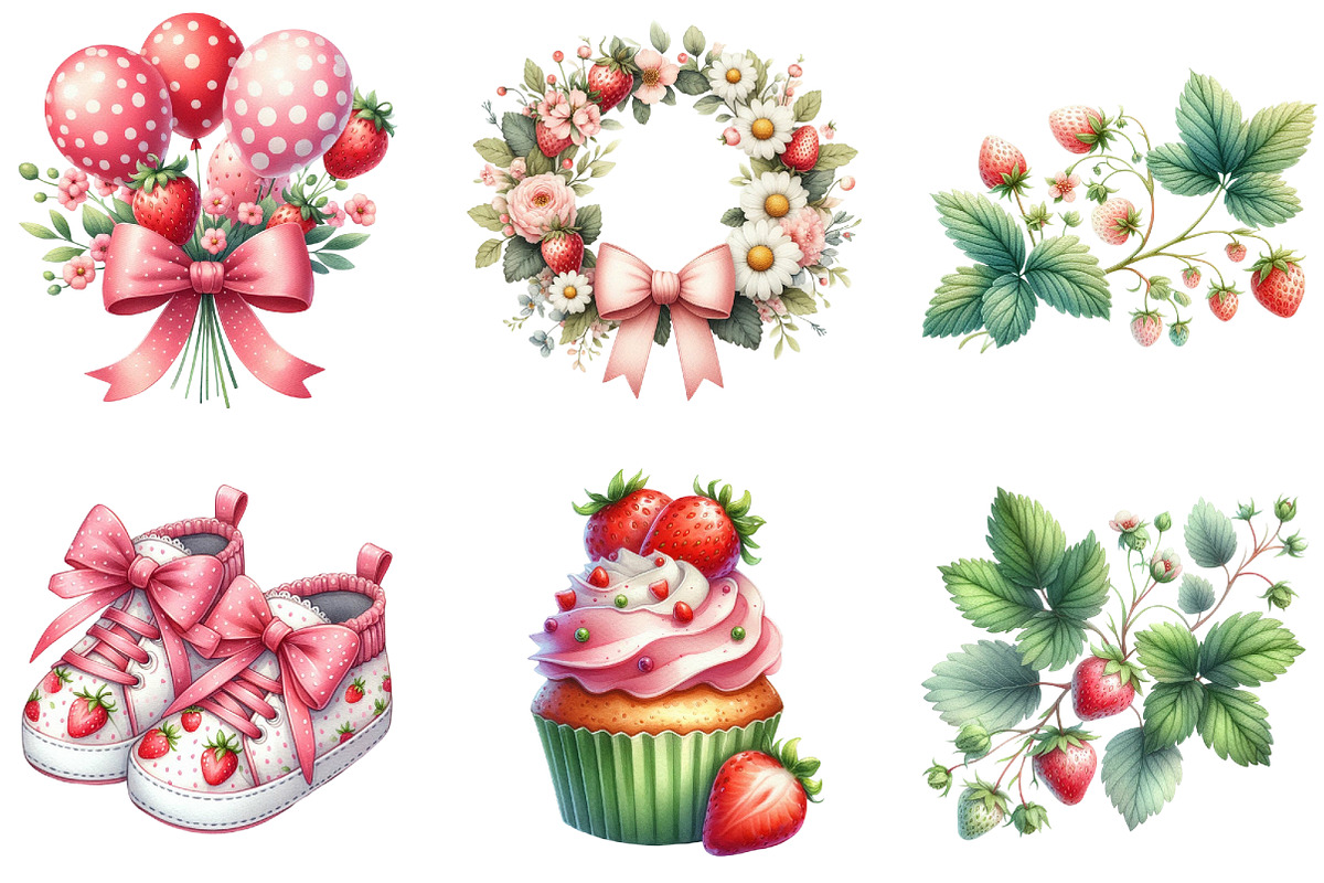 First Birthday Strawberry Watercolor, an Illustration by DreamArtGraphic (Photo 2 of 4)