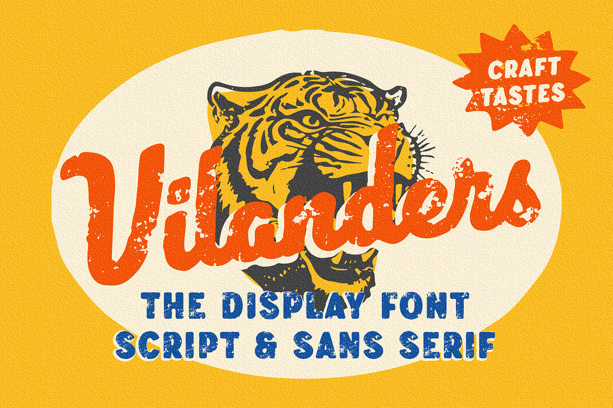 Vilanders - Vintage Stamp Font, a Script Font by Edignwn Type (Photo 1 of 10)