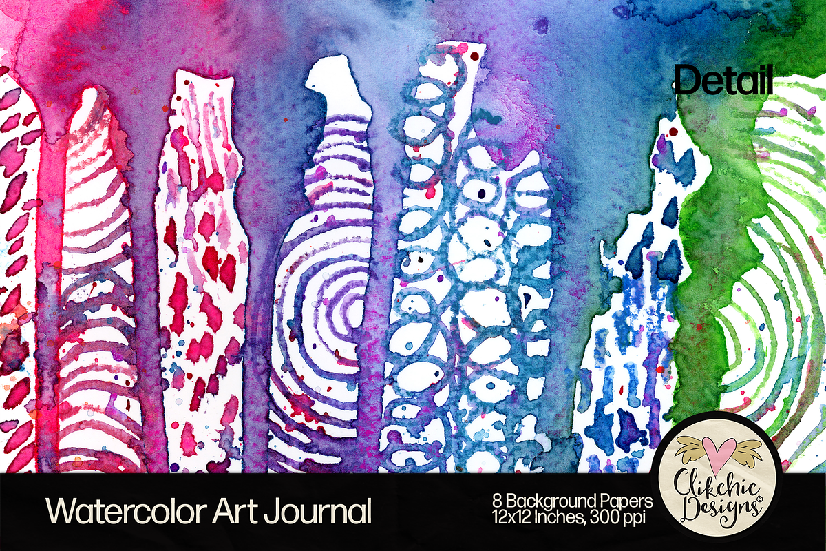 Watercolor Art Journal Backgrounds, a Texture Graphic by Clikchic Designs (Photo 8 of 10)