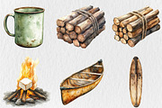 Watercolor Vintage Camping Clipart, a Seasonal Illustration by Rose Art (Thumbnail 3 of 4)