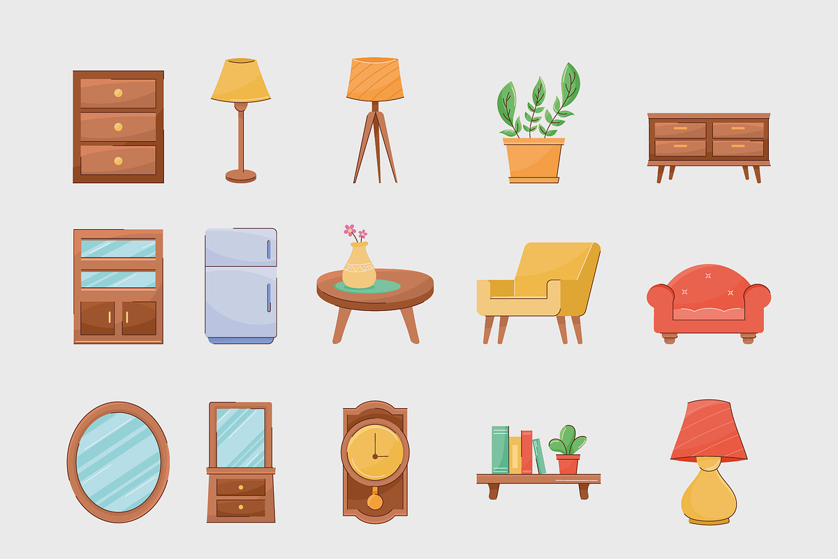 Home Furniture Illustration Set, a Templates & Theme by studiogstock