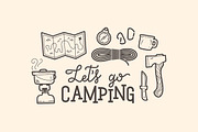 Let's go camping illustration set, an Illustration by tetiana.svirska (Thumbnail 1 of 13)