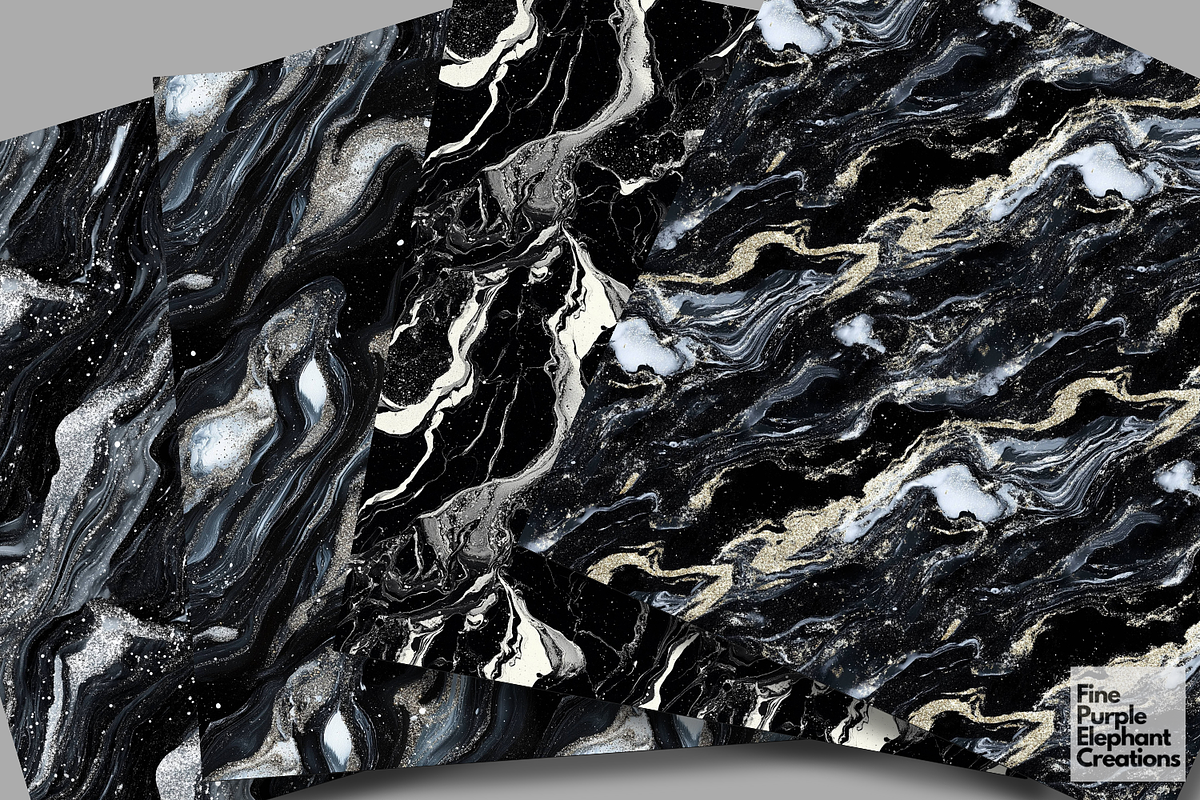 Black Silver Marble Texture, a Pattern Graphic by Fine Purple Elephant (Photo 2 of 5)
