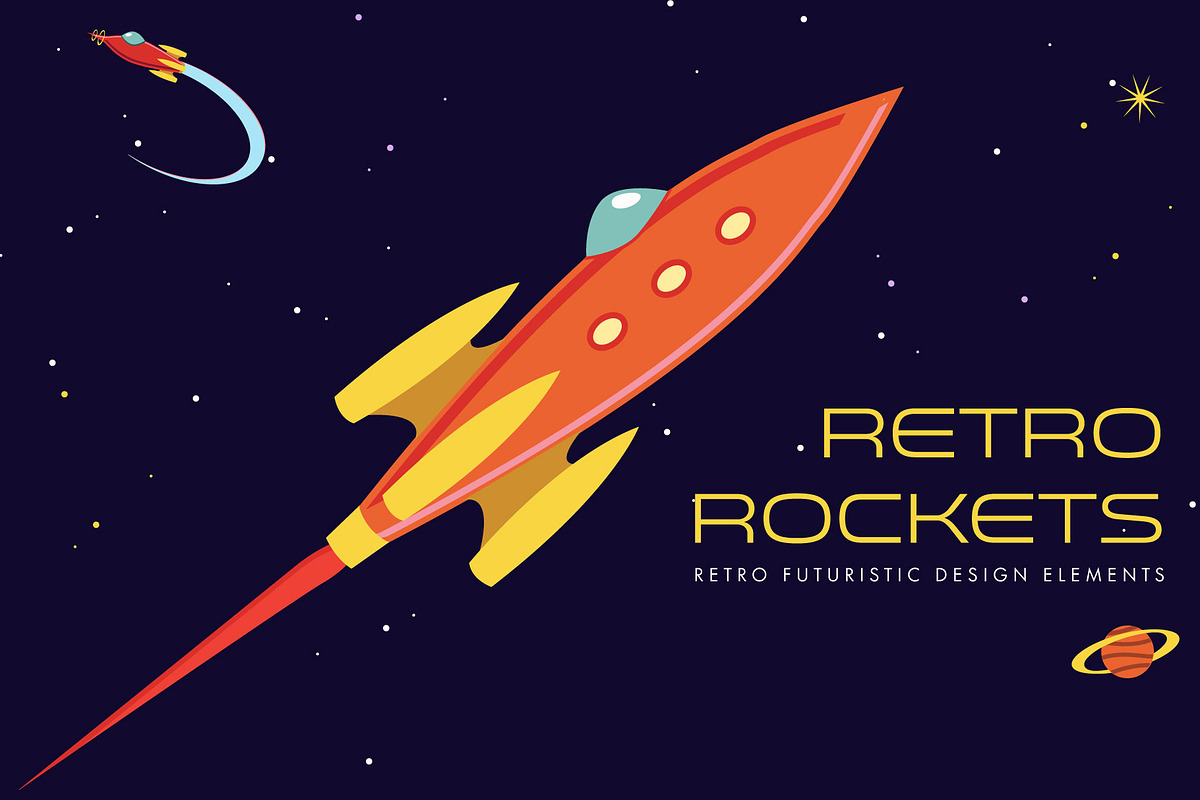 Vector Retro Rockets, a Technology Illustration by Carolyn Packard Design (Photo 9 of 9)