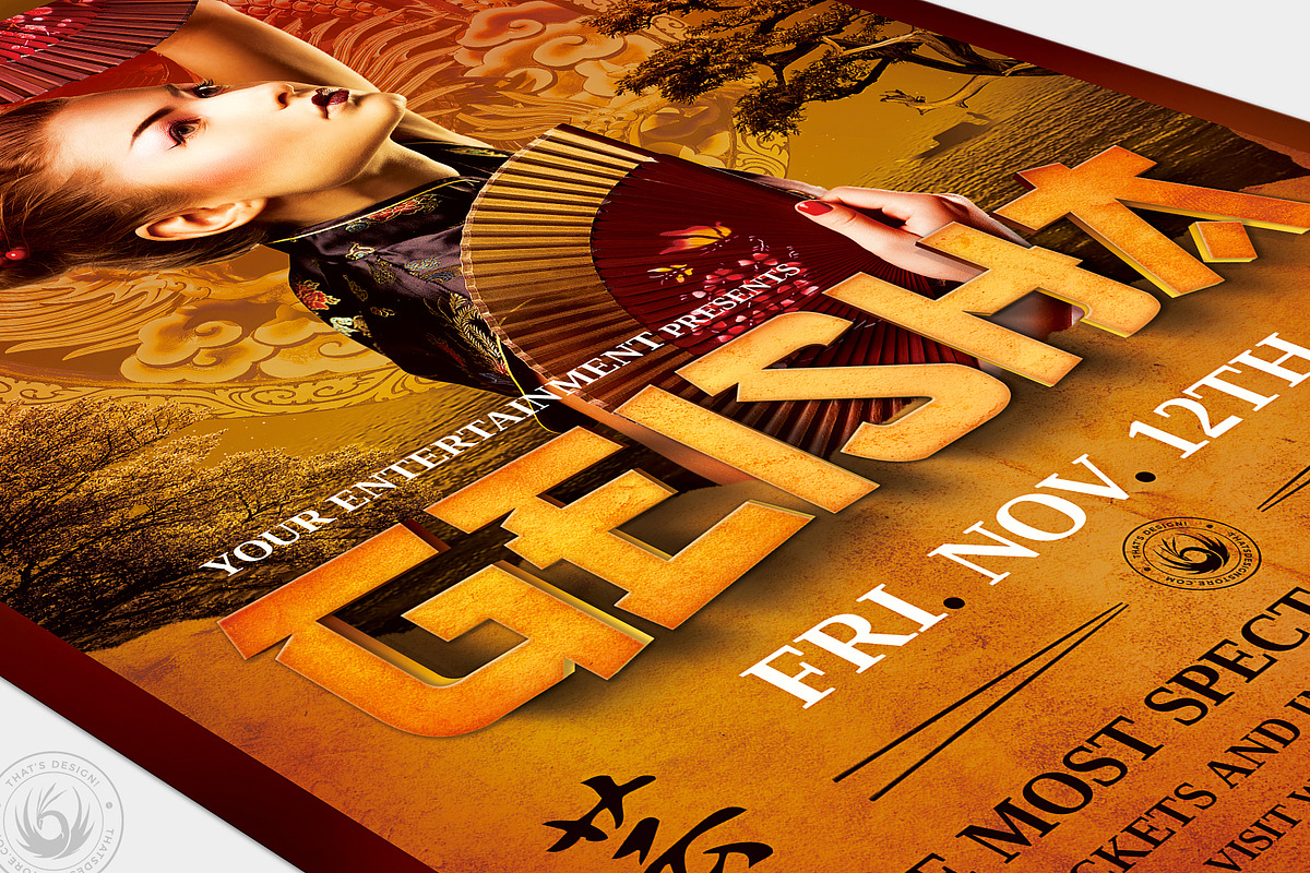 Geisha Night Flyer Template V3, a Flyer Template by ThatsDesignArt (Photo 3 of 7)