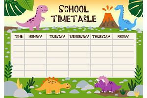 School Timetable for Dinosaur Lovers