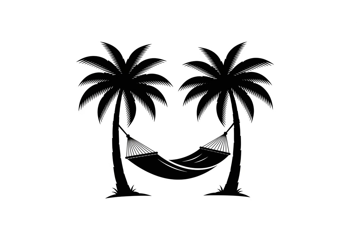 Palm Tree Hammock Silhouette Bundle, an Object Graphic by jahid234 (Photo 9 of 30)