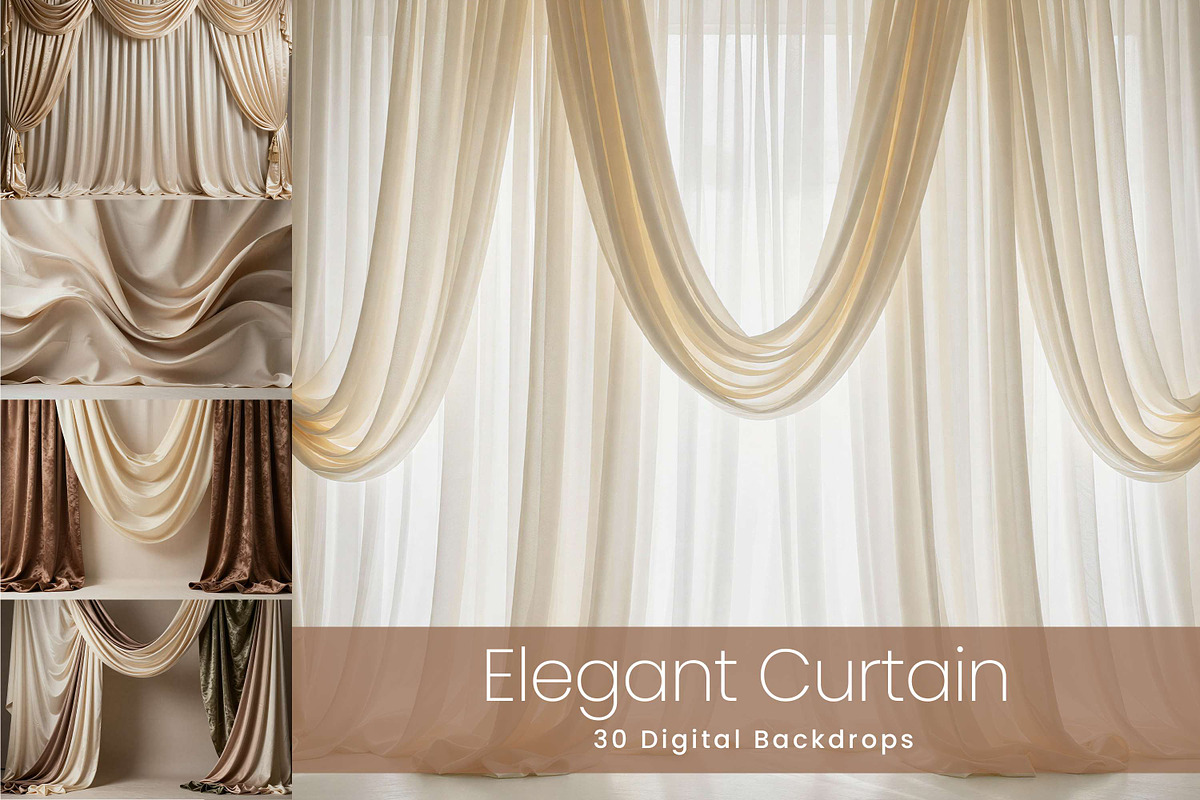 Elegant Curtain Digital Backdrop, a Background Graphic by 3Motional (Photo 1 of 19)