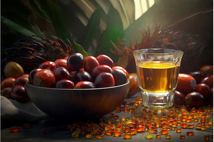 Palm oil nuts. Generate ai, an Animal Photo by Ylivdesign