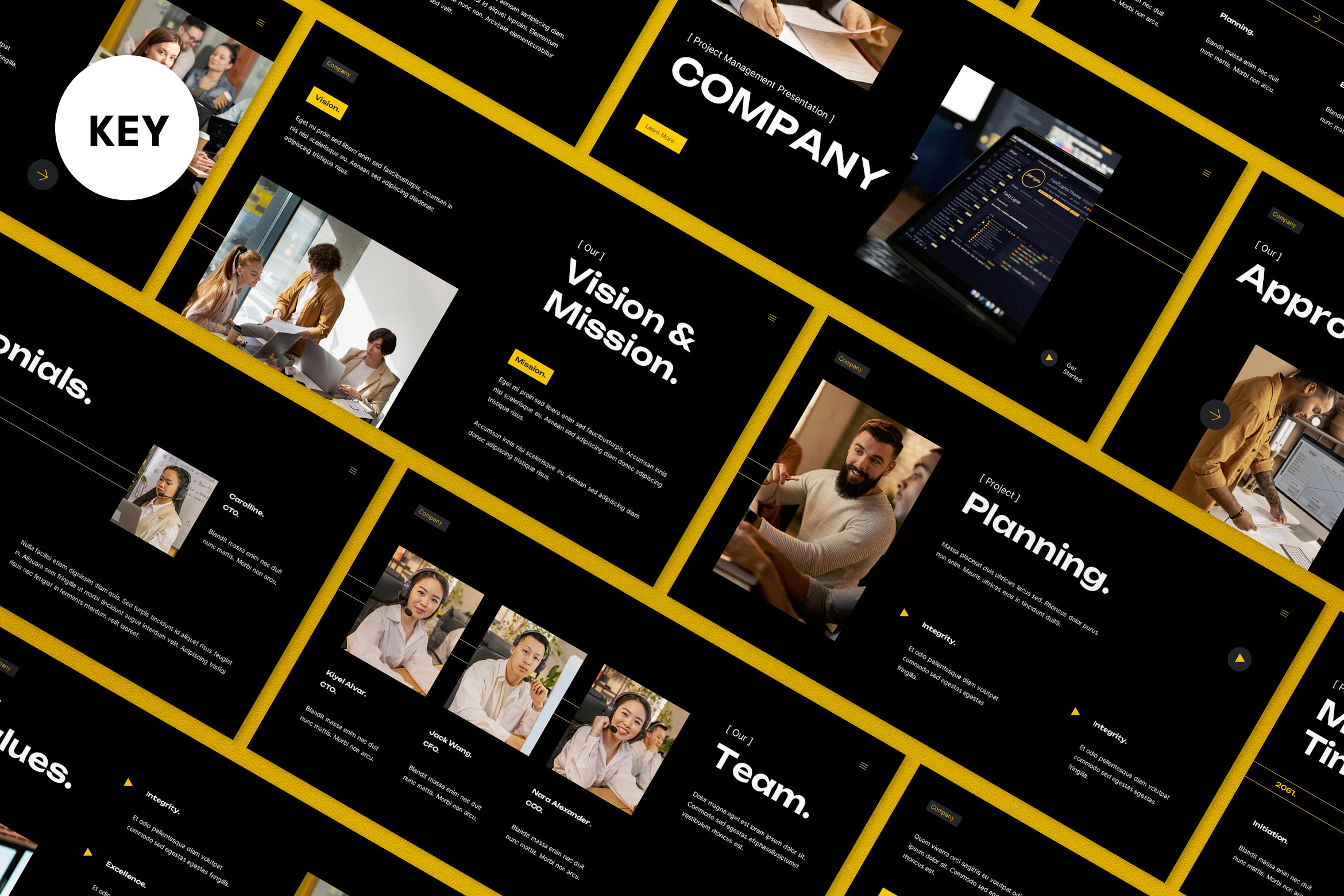 Black Project Management Keynote, a Presentation Template by graphicook