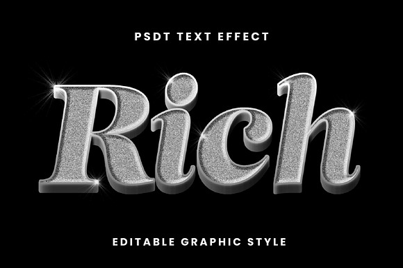 Silver Glitter 3D Text Effect