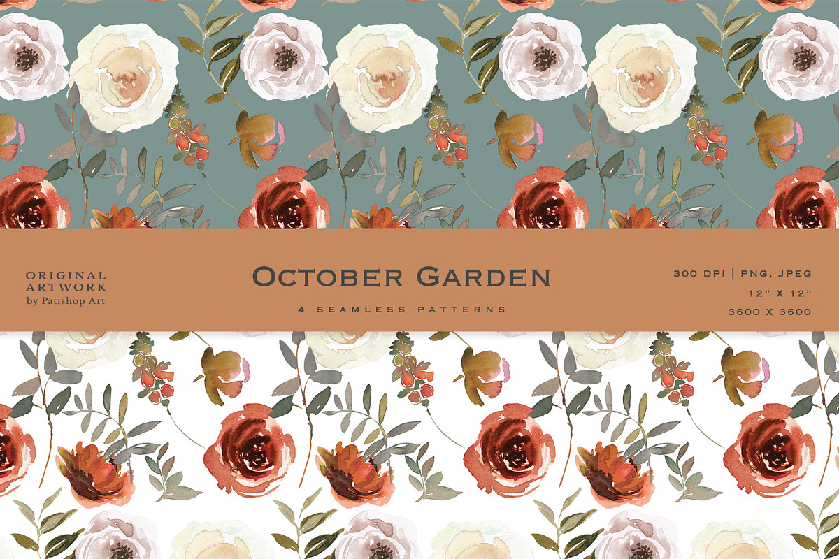 Fall Watercolor Floral Clipart Set, a Decorative Illustration by Patishop Art (Photo 11 of 17)