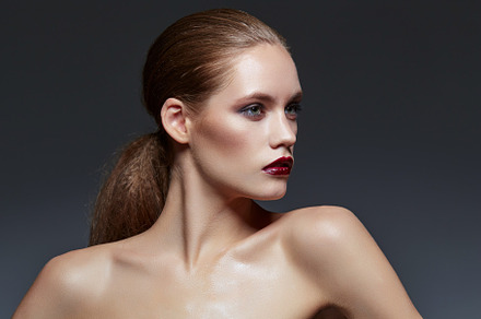 Beautiful girl with long ponytail containing beautiful, model, and woman
