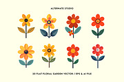 Flat Floral Garden Vector, a Decorative Illustration by Alternate Studio (Thumbnail 1 of 4)
